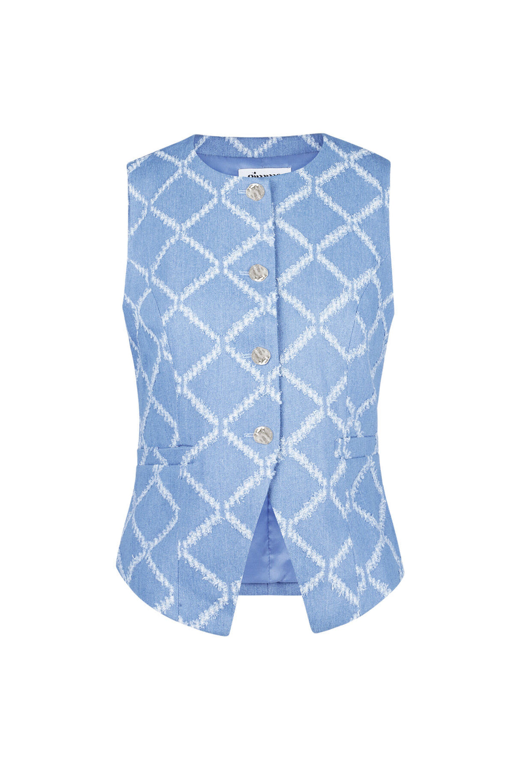 Elegant Blue Sleeveless Cotton Top for Summer