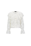 Elegant Floral Lace Panel Woven Shirt for Fall/Winter